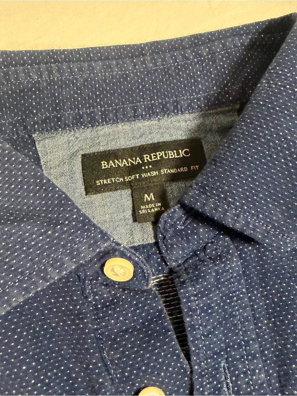 Banana Republic Men's Dark Blue Micro-Dot Button-Down Shirt